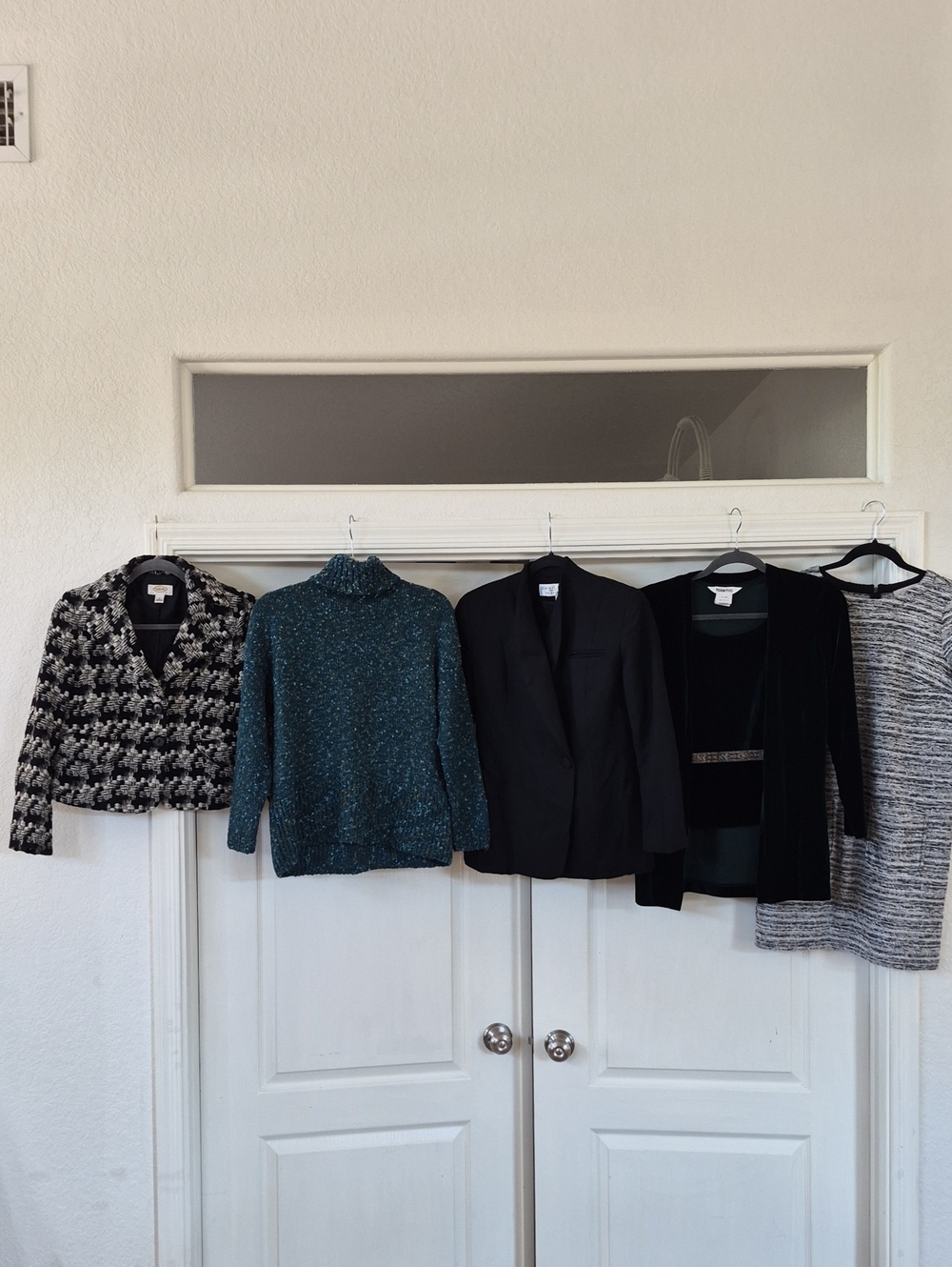 Wool Blazers, Sweater, Top/Cardigan Combo & Tweed Dress Bundle Of 5 Sz 4 Petites
